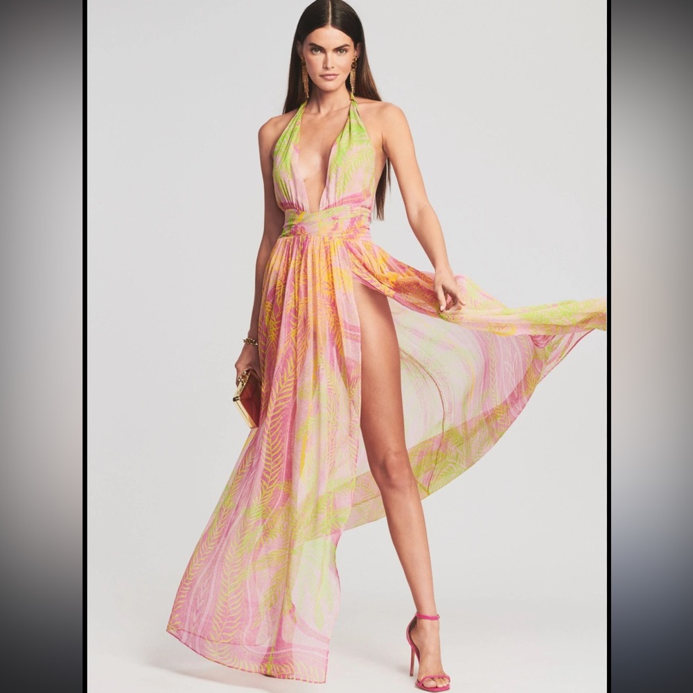 Retrofête RETROFETE Zion Dress In Tropical Palm Print Small $745